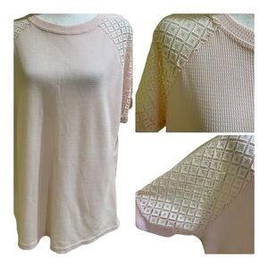 Elegant Pink Lace Detail Women's Tee